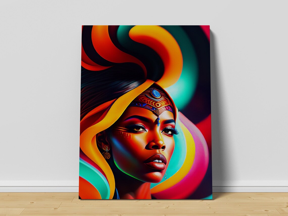 Vibrant Pop Art Portrait Of African Woman With Swirling Hair Poster - Image 3