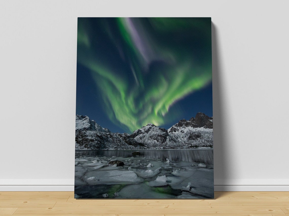 Northern Lights Wall Art Print Northern Lights Print Northern Lights Wall Art Aurora Borealis Print Mountain Wall Art - Image 3