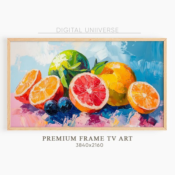 Frame Tv Art Abstract Oil Painting Fruits Oranges Grapefruit Textured Citrus For Tv Frame Tv Instant
