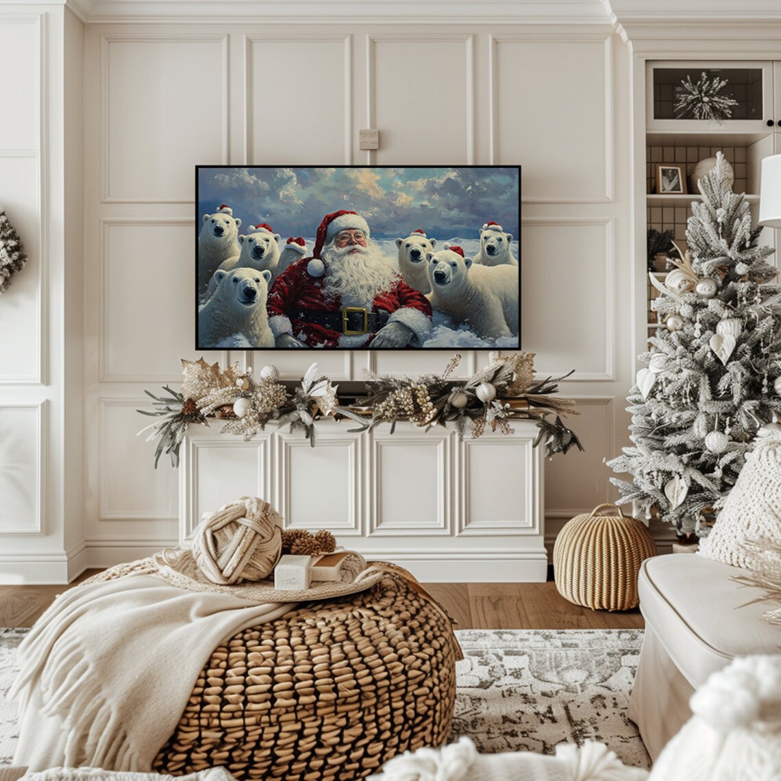 Santa Claus Polar Bear Selfie Santa Hats Arctic Christmas Poster - Image 7