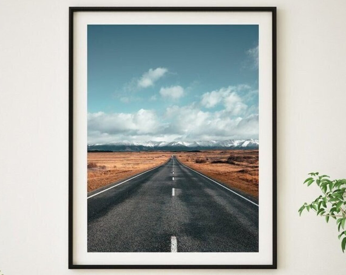 New Zealand Open Road Golden Plains Snowy Southern Alps Poster - Image 3