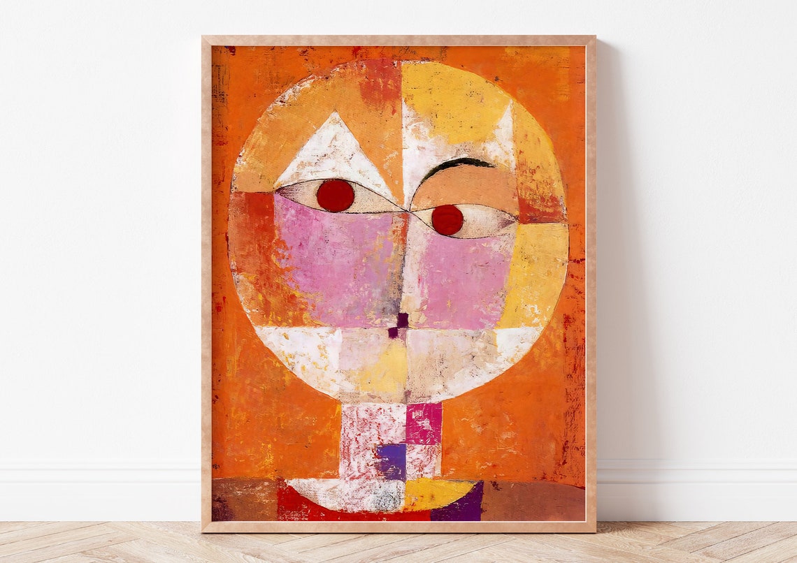Paul Klee Senecio Orange Abstract Geometric Face Modern Art Poster