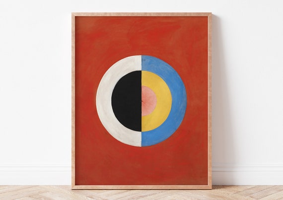 Svanen Hilma Af Klint Watercolor Drawing Print Art Abstract Geometric Wall Minimal Home Decor Poster Red
