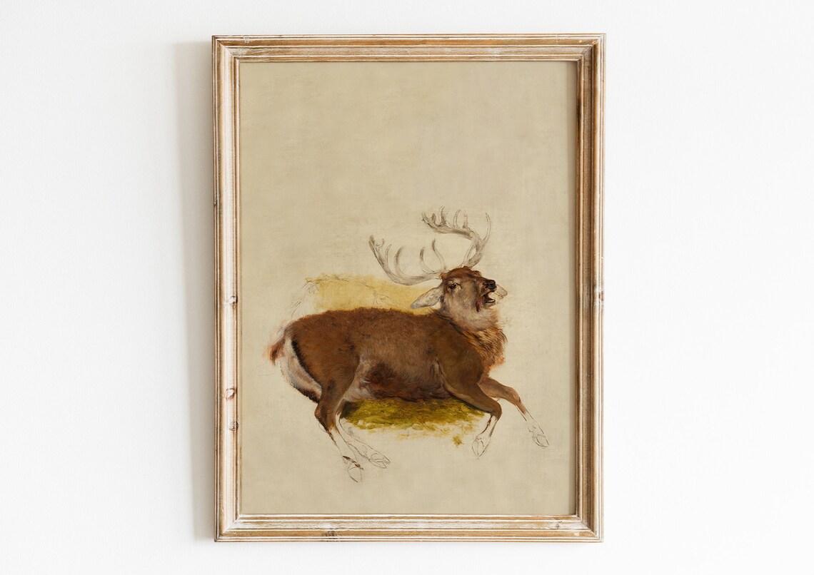 Sir Edwin Landseer Dying Stag Vintage Animal Study Romantic Art Print
