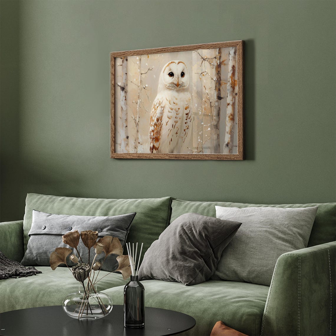 White Owl Winter Birch Forest Vintage Bird Oil Painting Nature Poster - Image 4