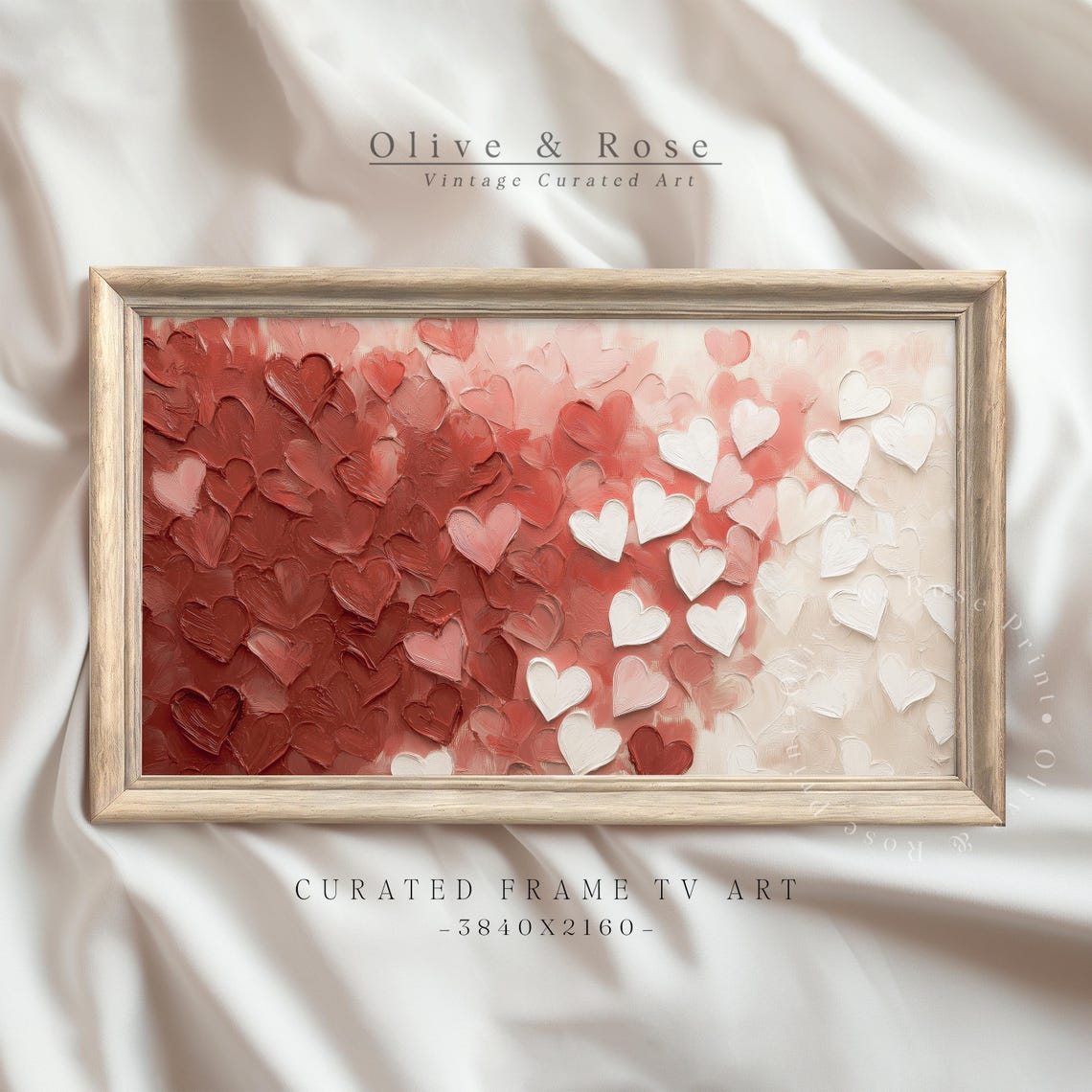 Abstract Red Pink White Hearts Textured Oil Painting Valentine Poster