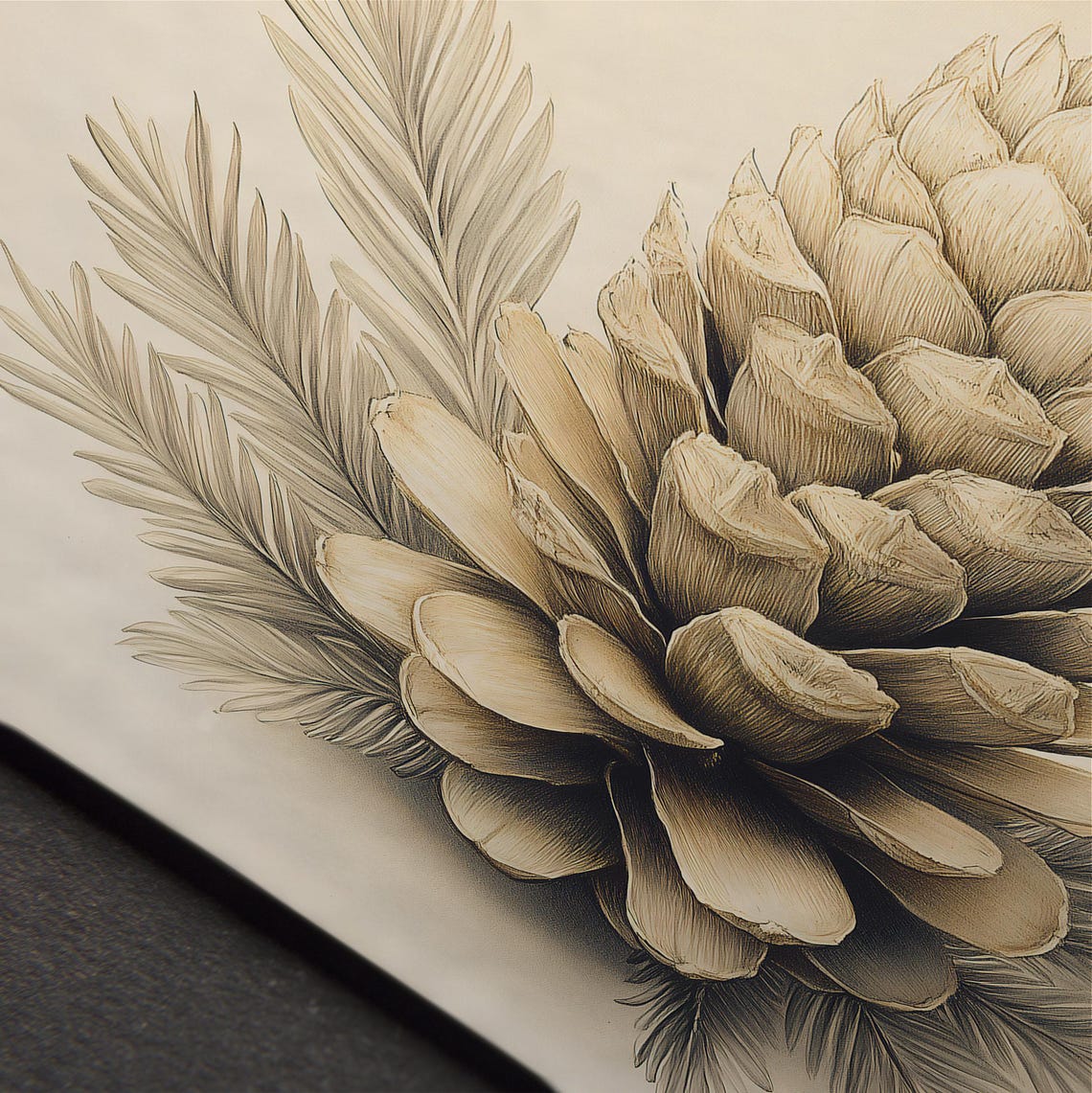 Pinecone And Pine Needles Vintage Sketch Antique Botanical Art Poster - Image 5