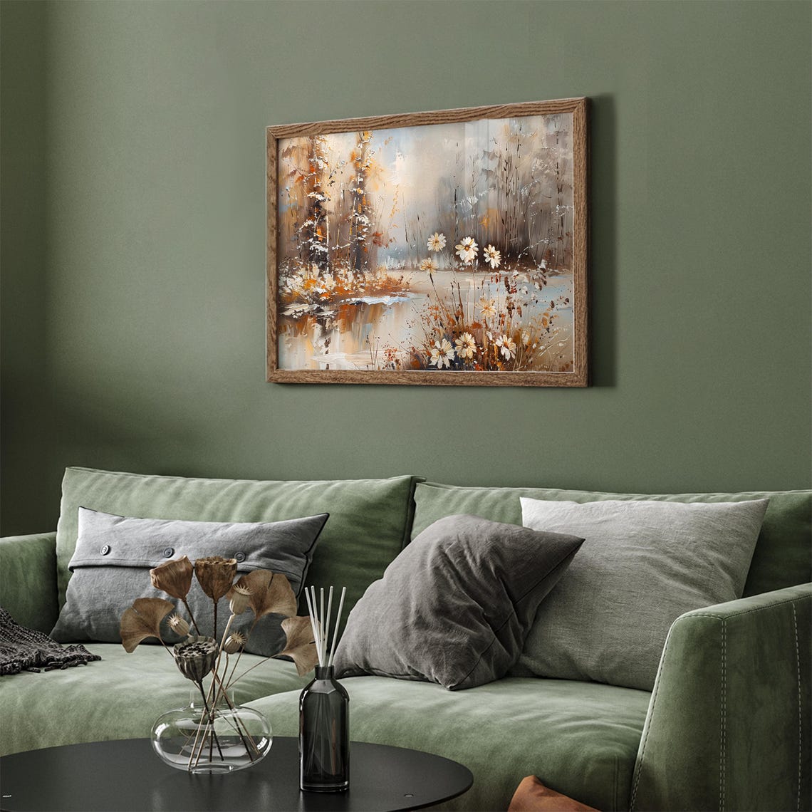 Winter Lakeside Wildflowers Daisy Meadow Golden Frame TV Art Poster - Image 5