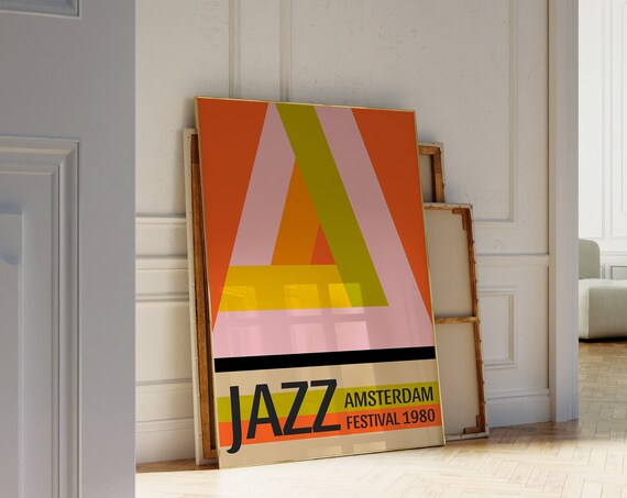 Jazz Festival Amsterdam Retro Mid-Century Art Print