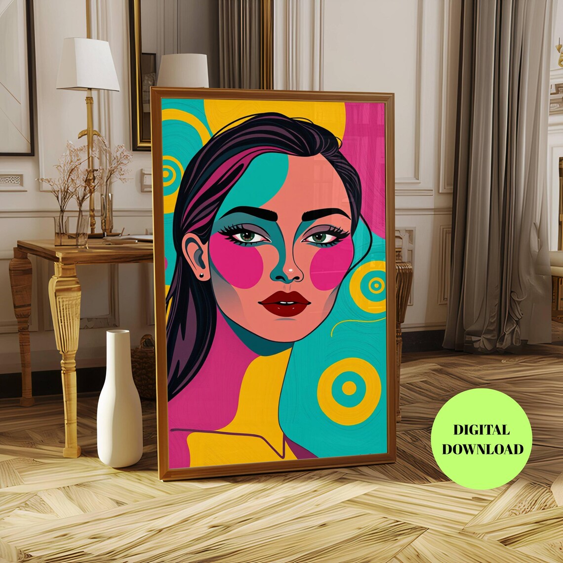 Pop Art Female Portrait, Modern Illustration