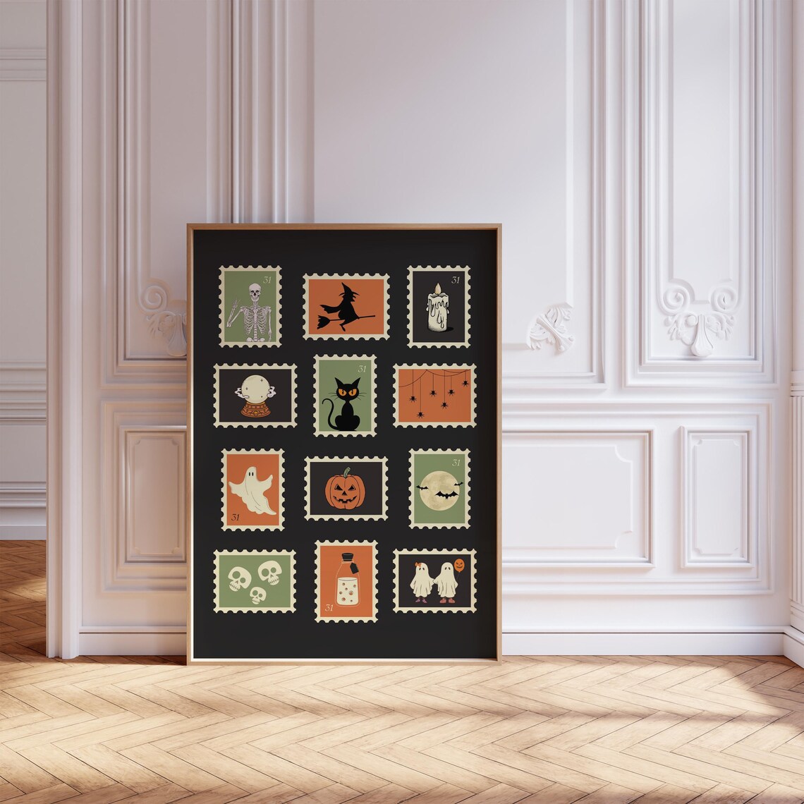 Halloween Vintage Stamps, Retro Boho Decor - Image 2