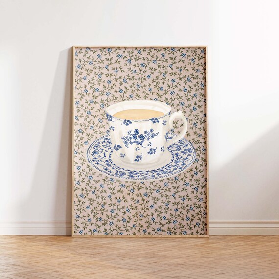 Coffee With Grandma, Vintage Grandmillennial Art Print