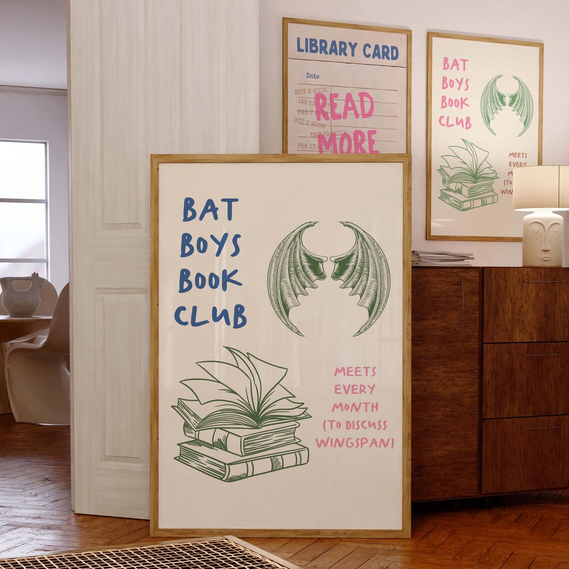 Bat Boys Book Club, Bookish Fantasy Reader Art Print - Image 3