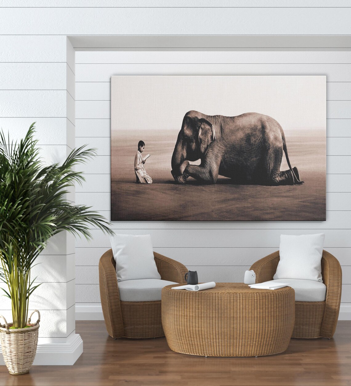 Boy Reading To Elephant, Surreal Artwork - Image 3
