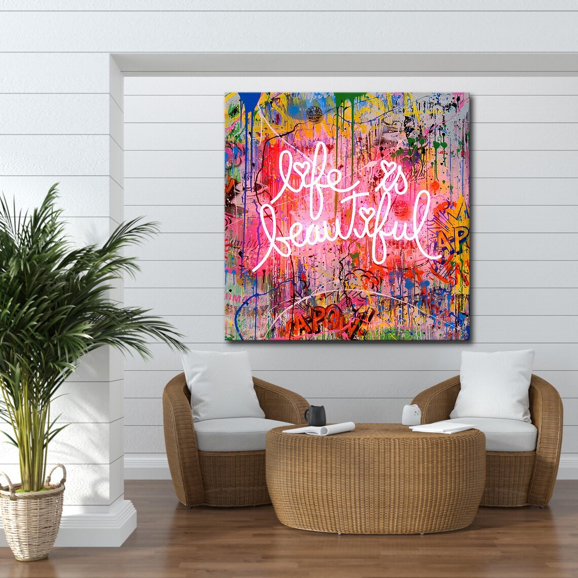 Life Is Beautiful Graffiti Pop Art, Motivational - Image 3