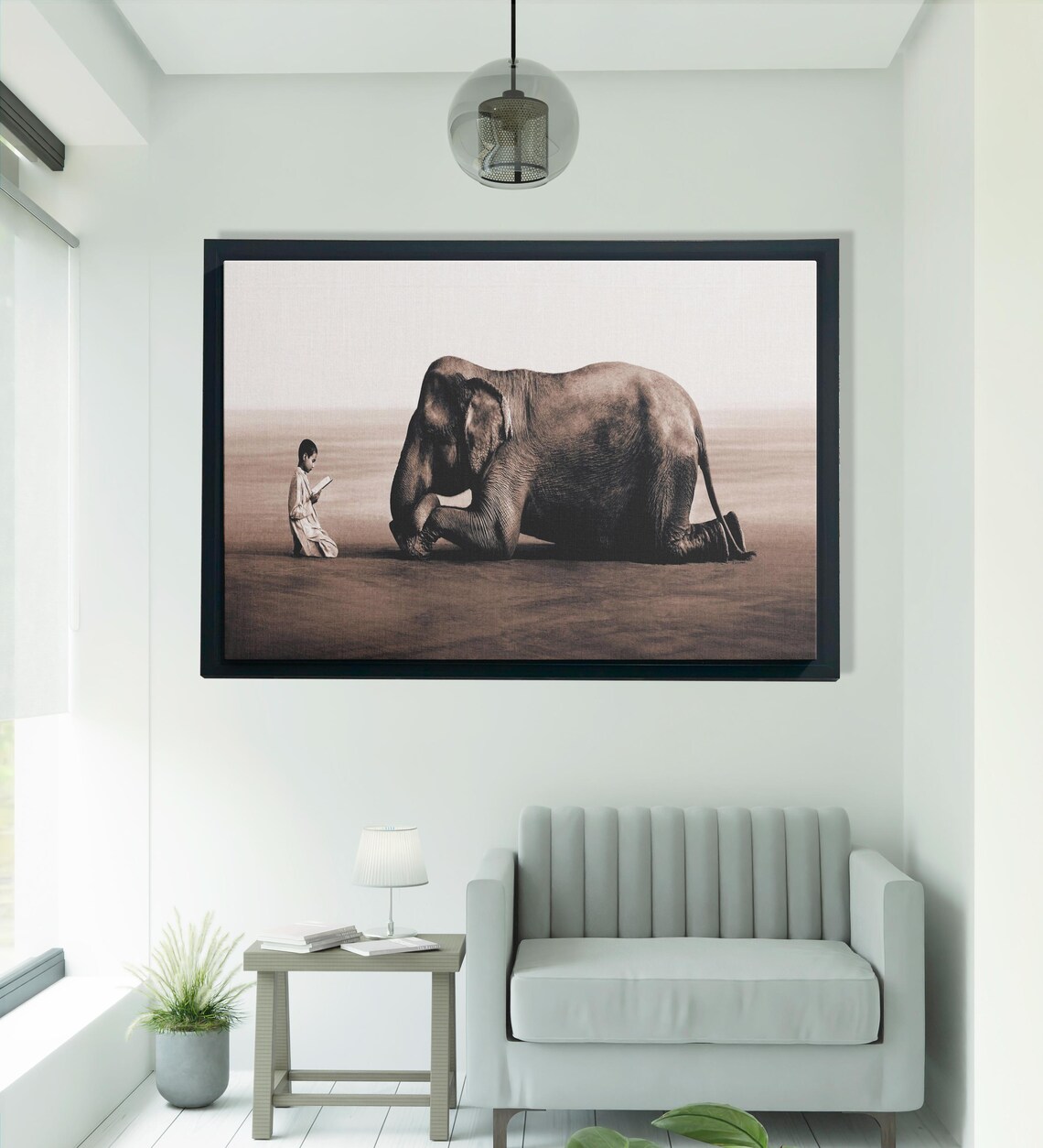 Boy Reading To Elephant, Surreal Artwork