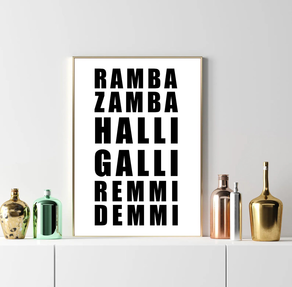 Ramba Zamba Halli Galli Bold Black White Party Typography Poster