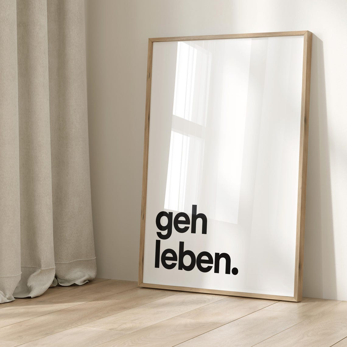 Geh Leben Minimalist Black White German Quote Typography Poster