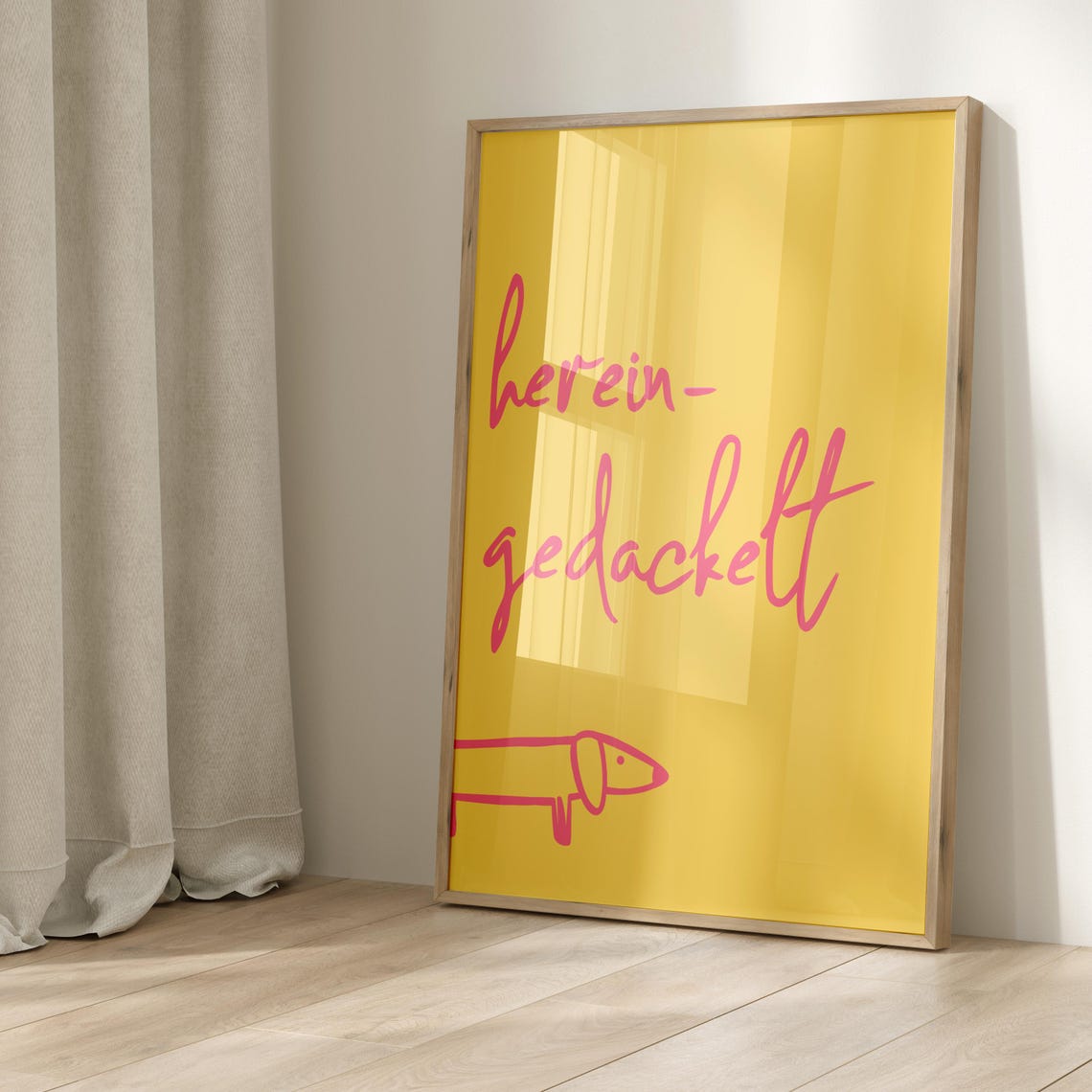 Funny Herein Gedackelt Dachshund German Welcome Sign Quote Poster