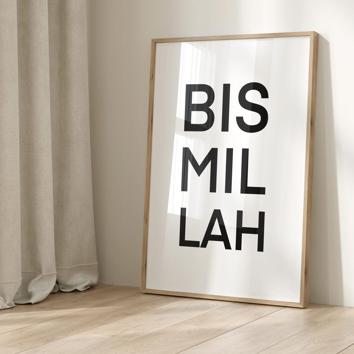 Bismillah Black And White Islamic Calligraphy Minimalist Wall Art