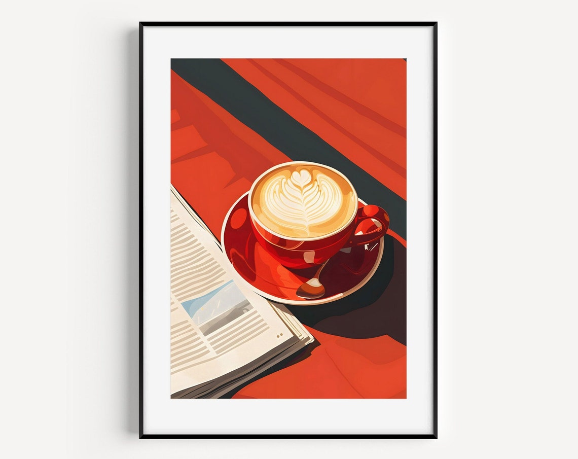 Coffee Cup Boho Wall Art Coffee Poster Boho Kitchen Decor Coffee Lover Gift Boho Decor Cafe Decor Minimalist Coffee Prints Espresso