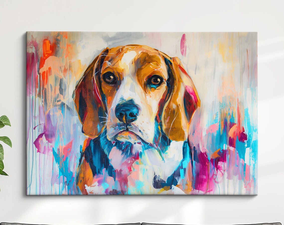 Beagle Abstract Oil Painting, Dog Lover Art Print
