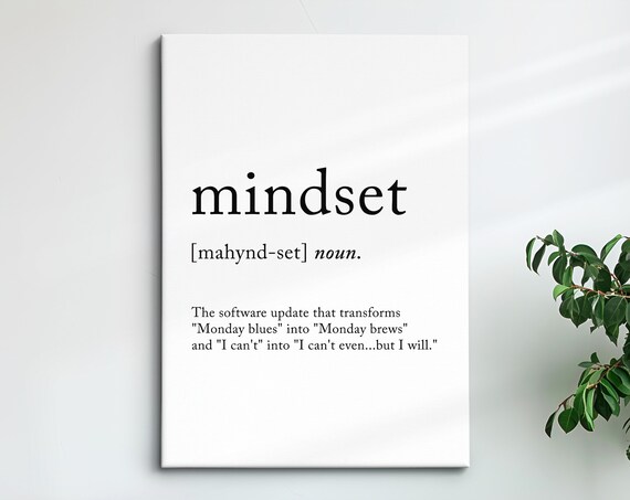 Mindset Funny Definition Dictionary Quote Minimalist Framed Print Framed Wall Art Poster Home Decor Interior Inspirational Gifts