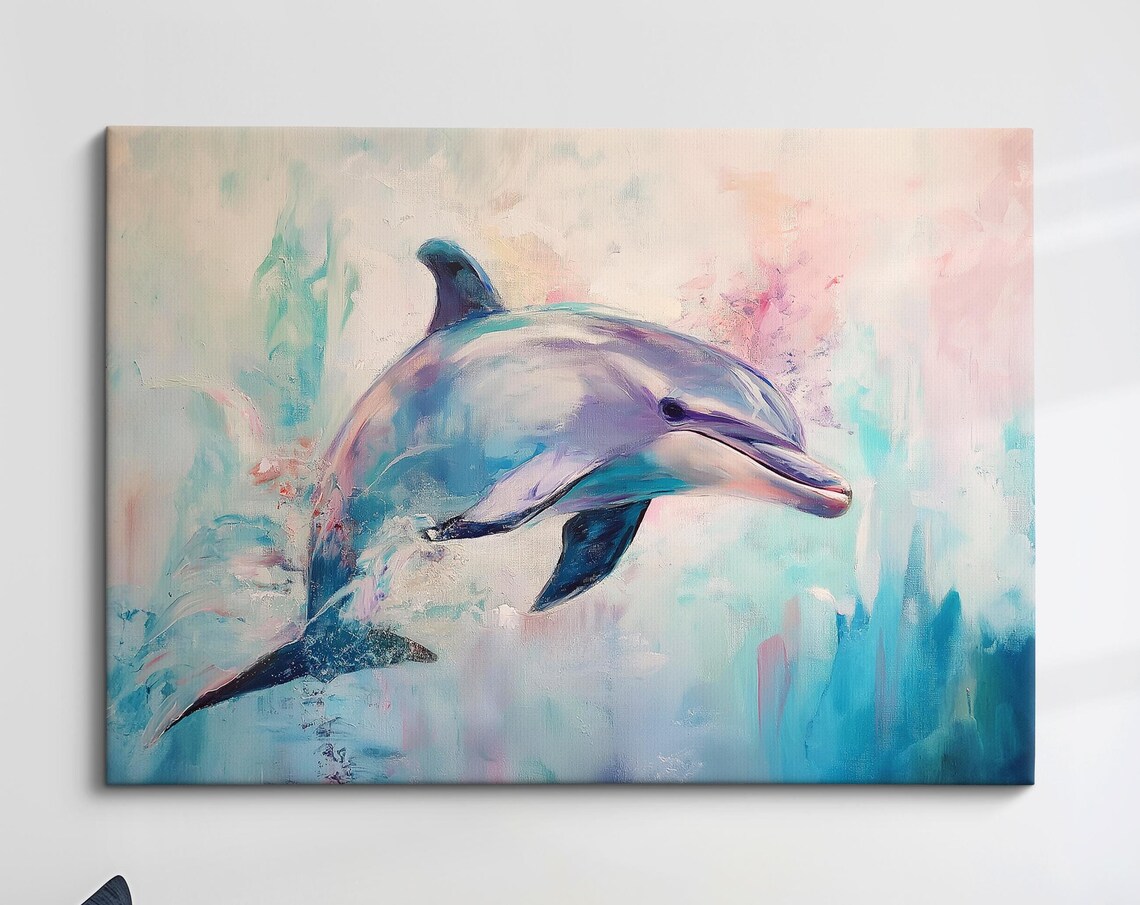 Dolphin Abstract Oil Painting, Animal Art Print