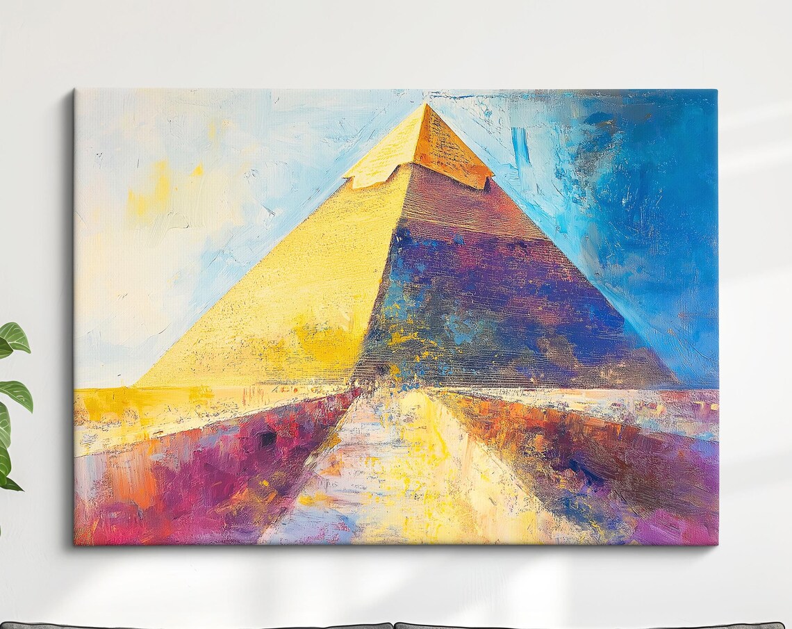 Great Pyramid Of Giza Abstract Oil Painting Golden Desert Egypt Poster