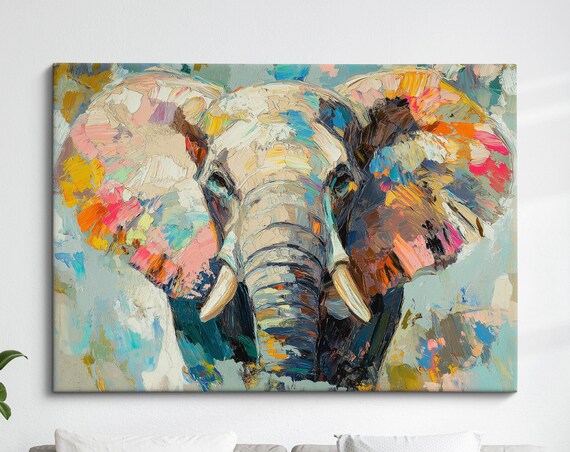 Abstract Elephant Oil Painting, Animal Art Print