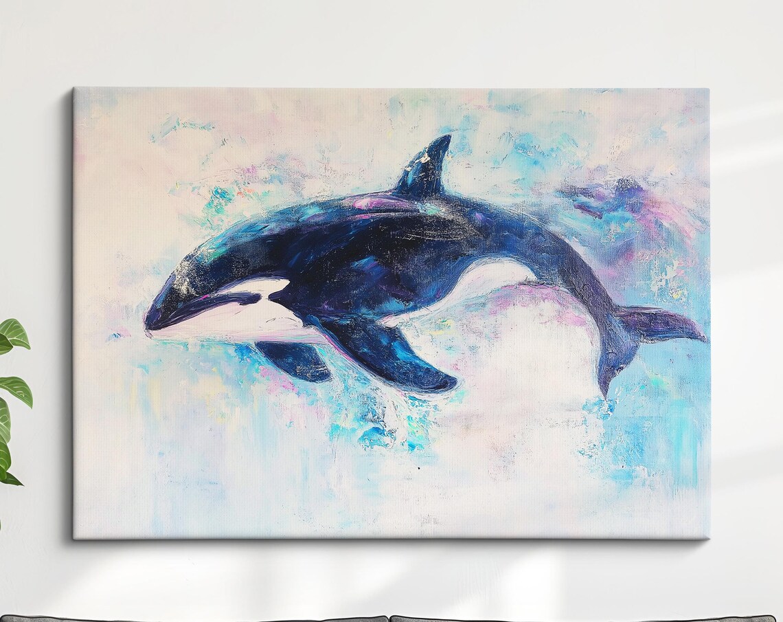 Orca Killer Whale Abstract Oil Painting Art Print