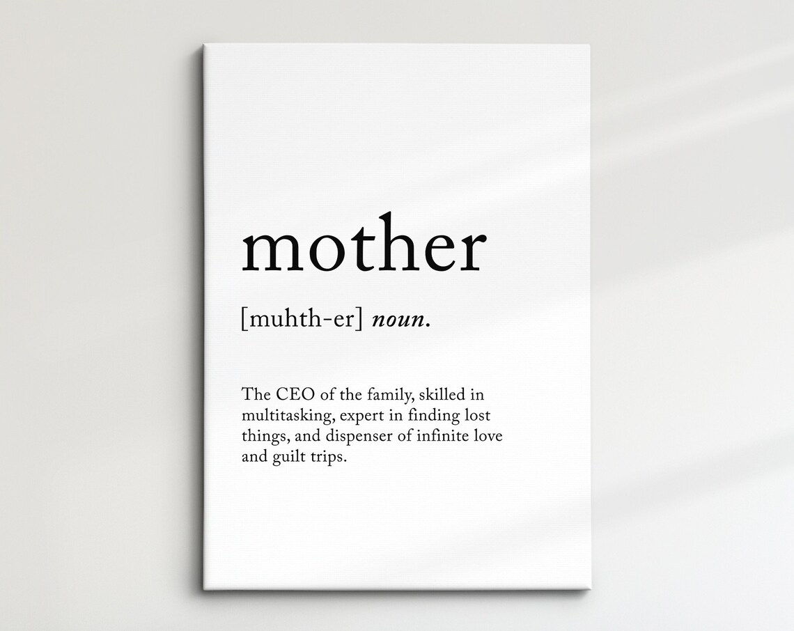 Mother Funny Definition Dictionary Quote Minimalist Framed Print Framed Wall Art Poster Home Decor Interior Funny Gifts For Mom Mum