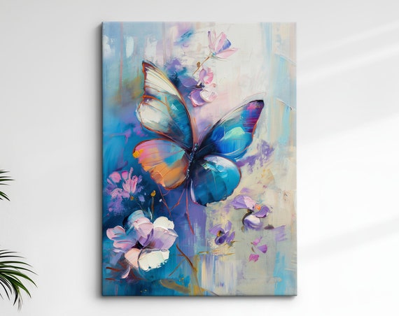 Colorful Butterfly Abstract Oil Painting Framed Print Framed Portrait Wall Art Poster Home Decor Interior Butterfly Lover Gift