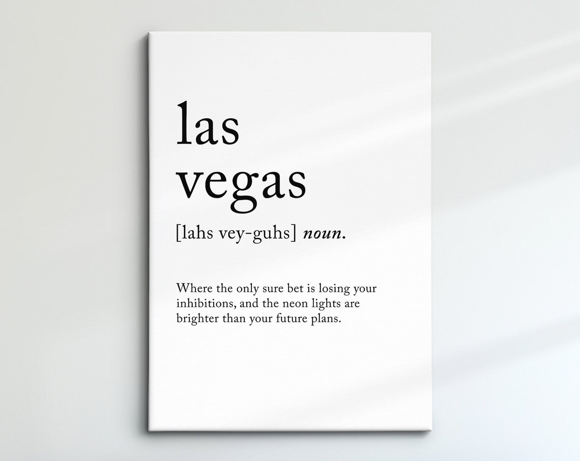 Las Vegas Dictionary Definition Funny Neon Lights Quote Wall Poster