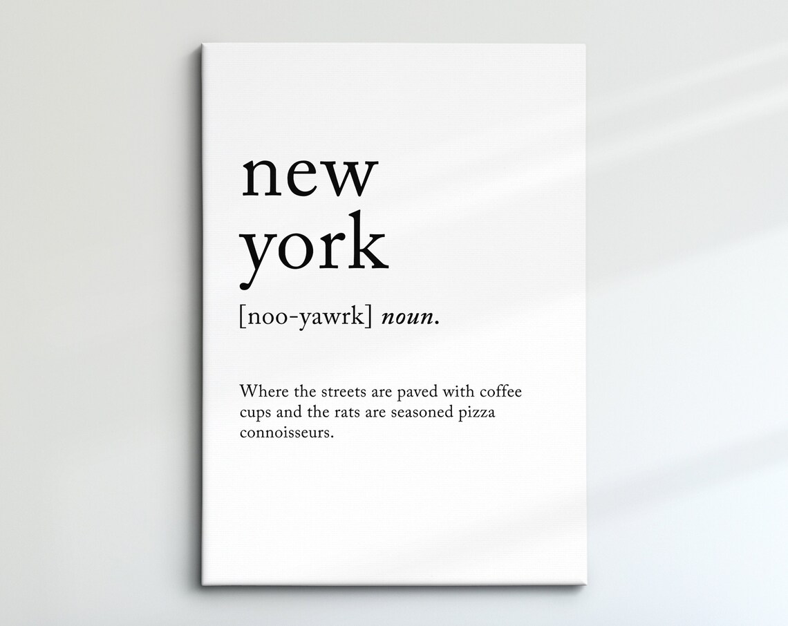 New York City Dictionary Definition Funny Pizza Rats Quote Wall Poster