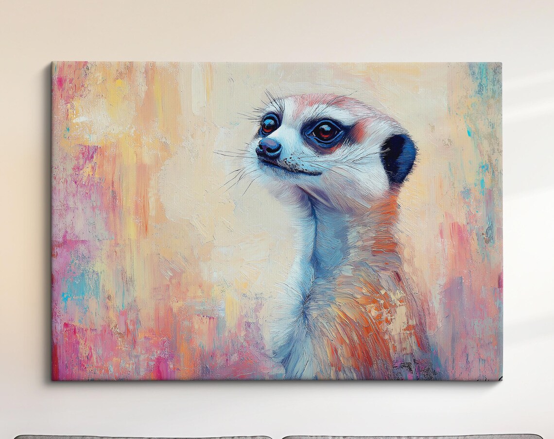 Meerkat Abstract Oil Painting, Animal Wall Art Print