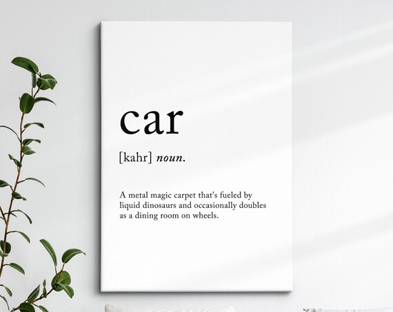 Car Funny Definition Dictionary Quote Minimalist Framed Print Framed Wall Art Poster Home Decor Interior Funny Gifts For Car Lover