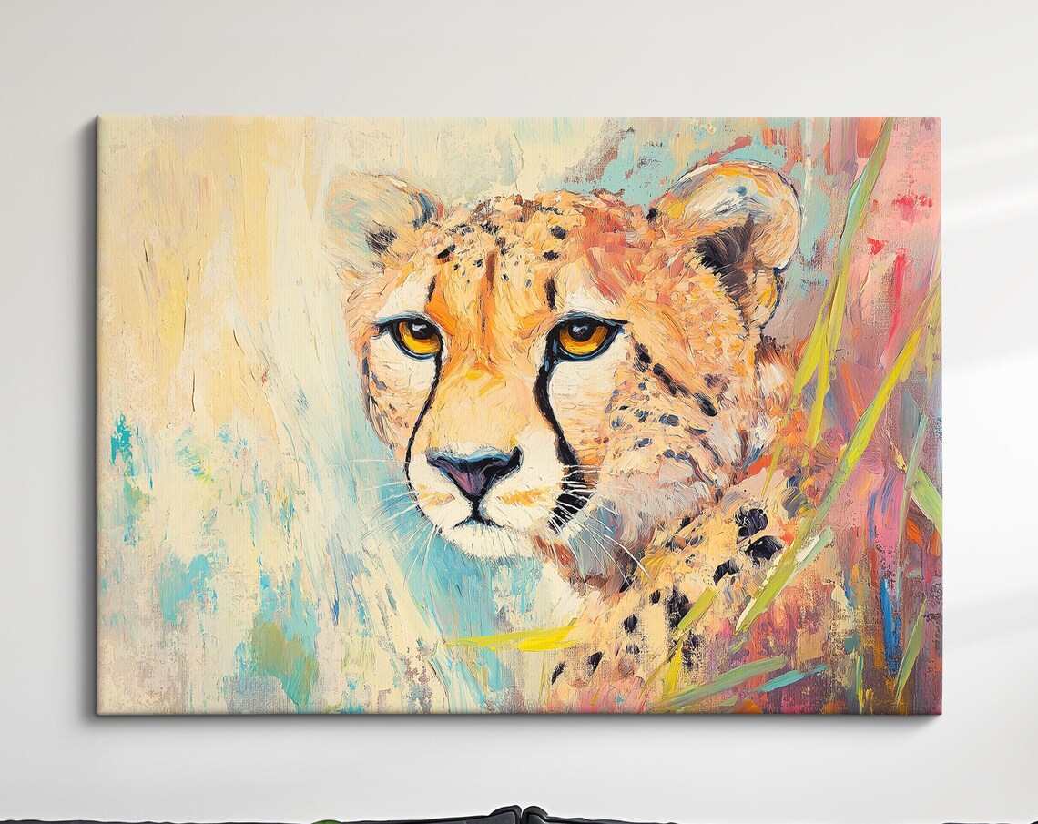 Cheetah Abstract Oil Painting Animal Wall Art Print