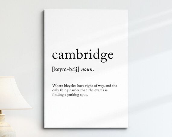 Cambridge England Uk Definition Dictionary Funny Quote Minimalist Framed Print Framed Wall Art Poster Home Decor Interior Gifts