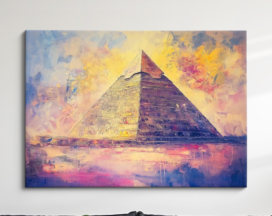 Great Pyramid Of Giza Sunset Abstract Oil Painting Egypt Desert Poster