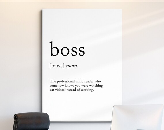 Boss Funny Definition Dictionary Quote Minimalist Framed Print Framed Wall Art Poster Home Decor Interior Gifts For Entrepreneur
