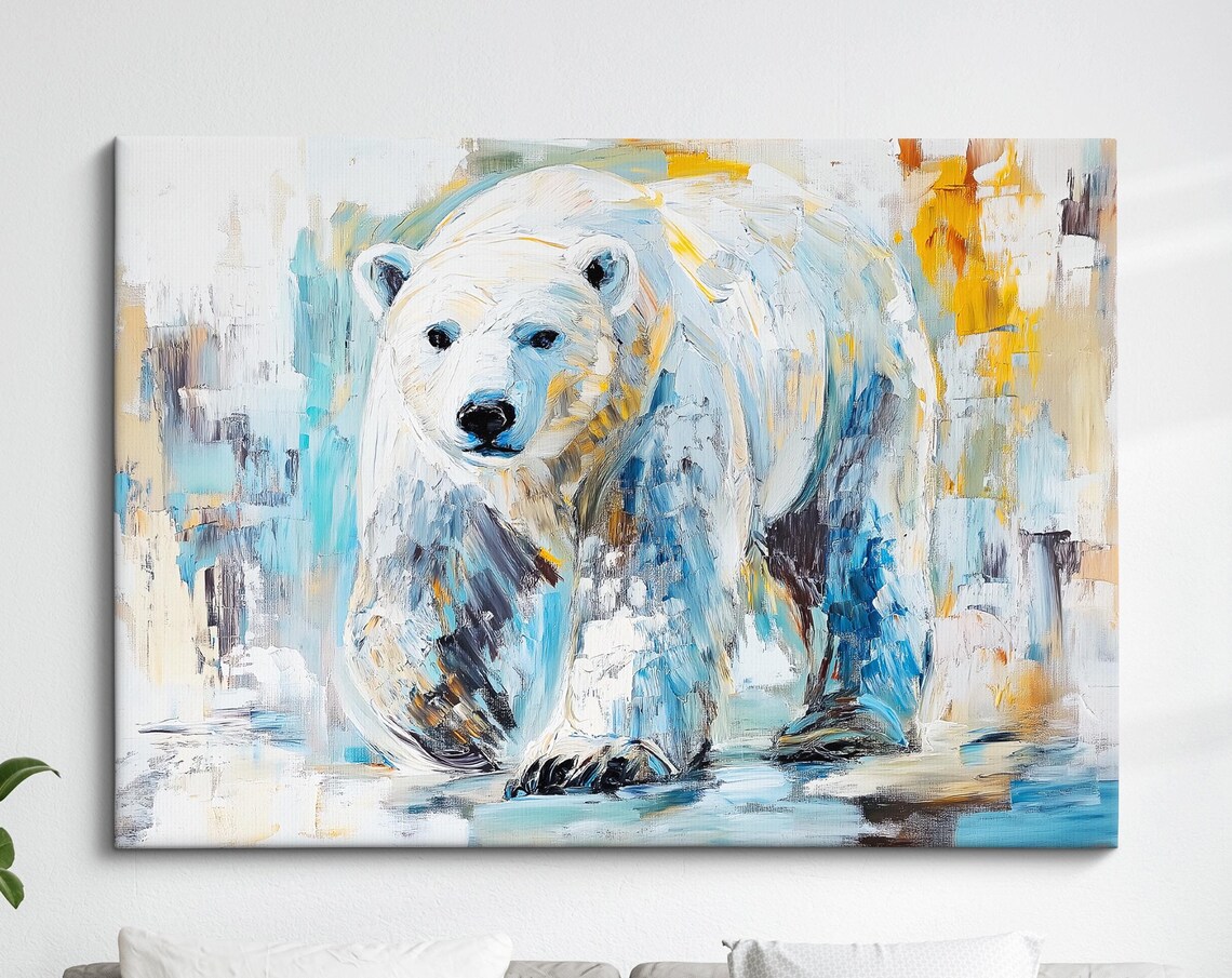 Polar Bear Abstract Oil Painting Wall Art Print