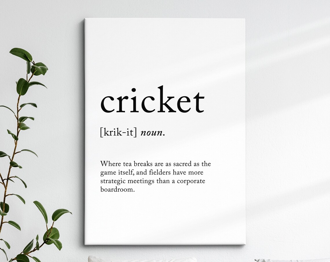 Cricket Definition Dictionary Funny Sports Quote Minimalist Framed Print Framed Wall Art Poster Home Decor Interior Cricket Gift