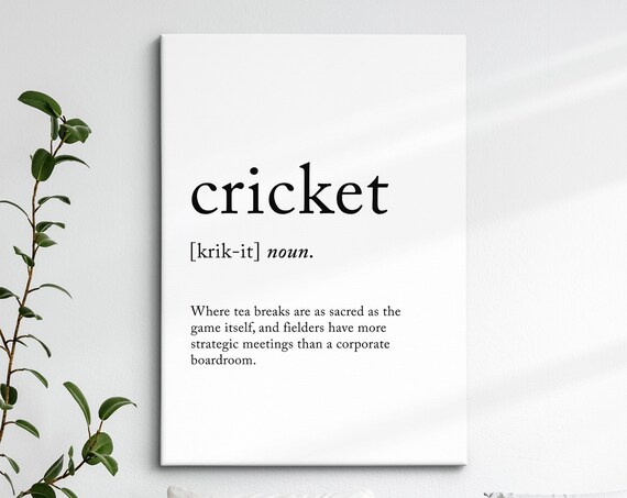 Cricket Definition Dictionary Funny Sports Quote Minimalist Framed Print Framed Wall Art Poster Home Decor Interior Cricket Gift