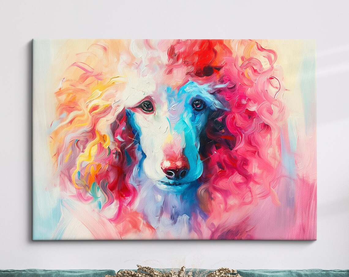 Poodle Abstract Oil Painting Art Print, Luxury Dog Decor