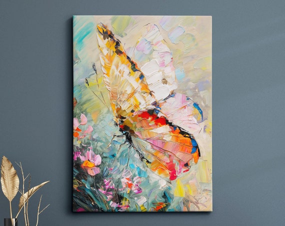 Colorful Butterfly Abstract Oil Painting Framed Print Framed Portrait Wall Art Poster Home Decor Interior Butterfly Lover Gift