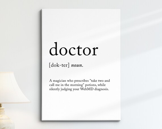 Doctor Funny Definition Dictionary Quote Minimalist Framed Print Framed Wall Art Poster Home Decor Interior Gifts For Doctors