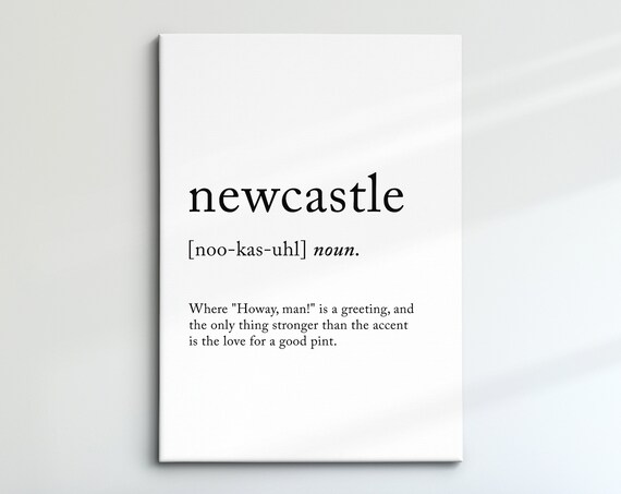 Newcastle England Uk Definition Dictionary Funny Quote Minimalist Framed Print Framed Wall Art Poster Home Decor Interior Gifts