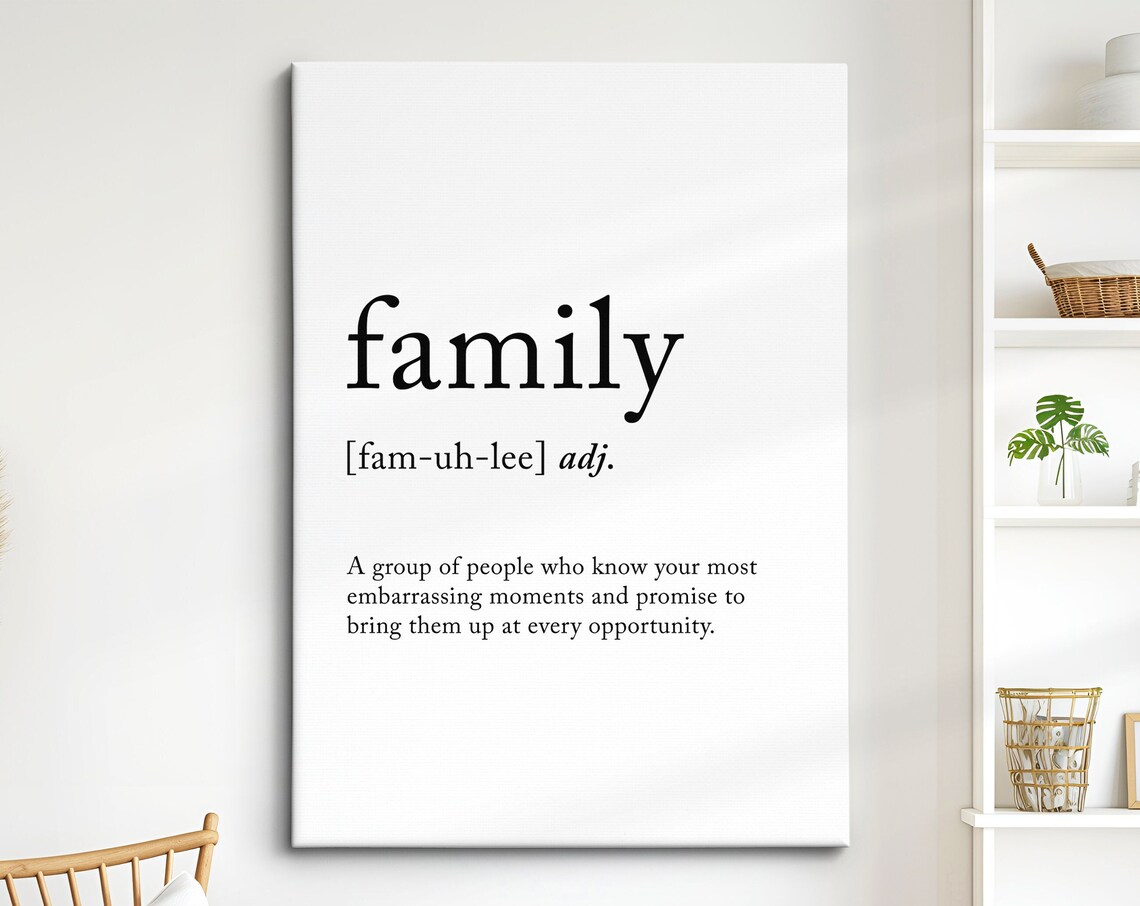 Family Funny Definition Dictionary Quote Minimalist Framed Print Framed Wall Art Poster Home Decor Interior Funny Gifts For Family