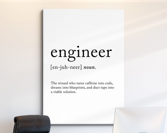 Engineer Funny Definition Dictionary Quote Minimalist Framed Print Framed Wall Art Poster Home Decor Interior Gifts For Engineers